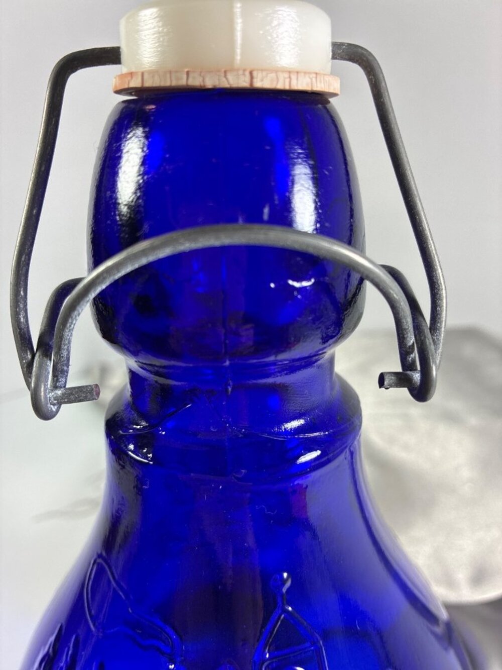 Vintage Italian Cobalt Blue Embossed Glass Bottle - Picture 14 of 15